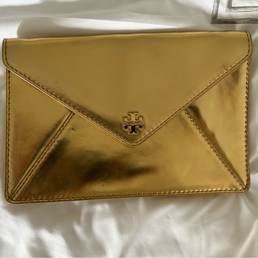 Tory Burch gold envelope clutch or purse